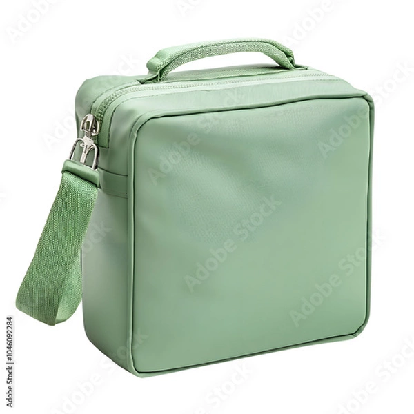 Fototapeta Elegant mint green lunch bag with handle and zipper. Stylish and functional, perfect for carrying meals. Ideal for school or office use.