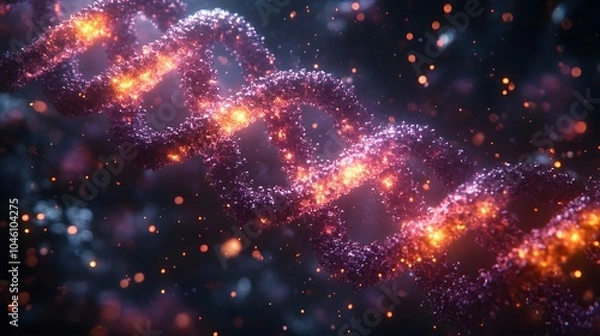 Fototapeta Vibrant DNA Helix in Abstract Cosmic Background