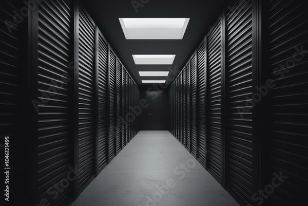 Fototapeta Storage devices seamlessly absorbing data from a giant cloud deployment network technology tone black and white
