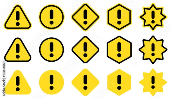 Obraz 様々なパターンの注意風マークのベクターイラストセット