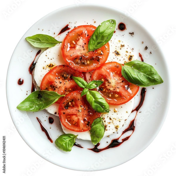 Obraz Vibrant Caprese Salad featuring fresh mozzarella, ripe tomatoes, and fragrant basil, a delightful blend of flavors and colors.