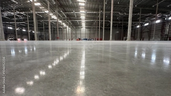 Obraz Industrial building or modern factory for manufacturing production plant or large warehouse, Polished concrete floor clean condition and space for industry product display or industry background.