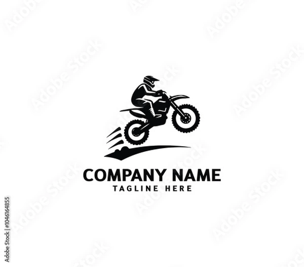 Fototapeta Vector a man Motocross jumping logo. motocross silhouette logo. Design elements for logo template