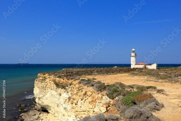 Fototapeta A view of Polente Lighthouse on Bozcaada Island. Turkey