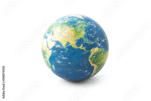Fototapeta A detailed globe of the Earth, isolated on a bright white background. Perfect for educational, travel, or geography-related content. 