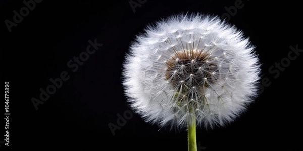 Fototapeta White dandelion flower on black background