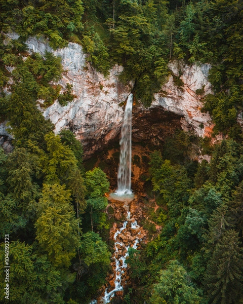 Fototapeta Wildensteiner Waterfall in Austria Aerial Drone View