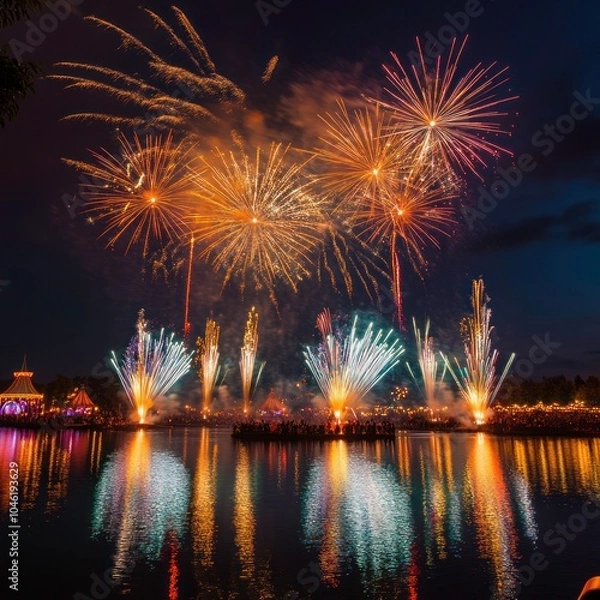 Obraz Colorful fireworks displays at global festivals