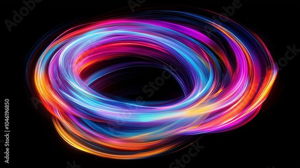 Fototapeta A swirling vortex of neon rainbow splashes