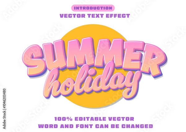 Fototapeta Editable Text Effect Summer Holiday 3d template style premium vector