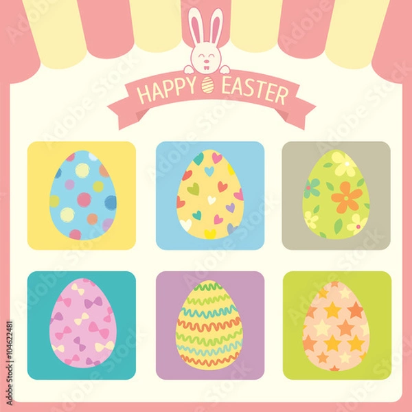 Obraz Easter painted eggs design pattern pink frame