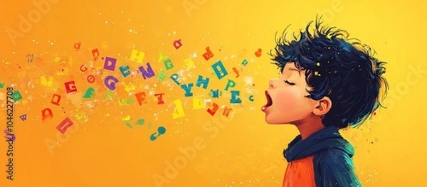 Obraz Boy Exhaling Letters