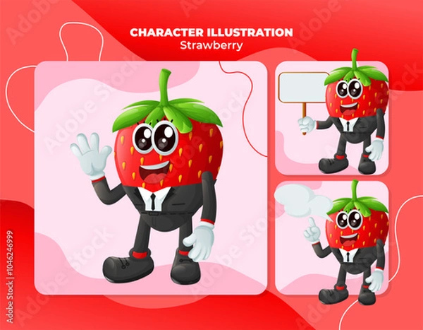 Obraz Cute strawberry characters in advertising