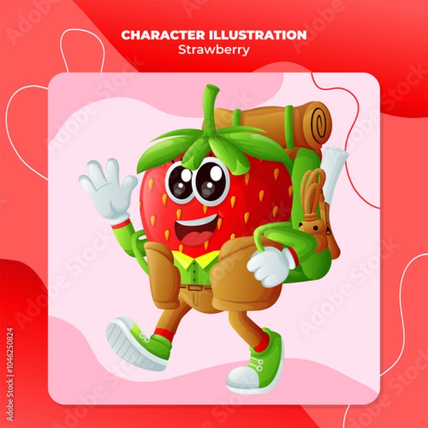 Obraz Cute strawberry character on vacation