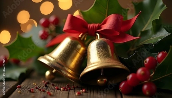 Obraz christmas bells on red background