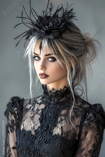 Fototapeta Elegant Renaissance Vampire in Classical Attire