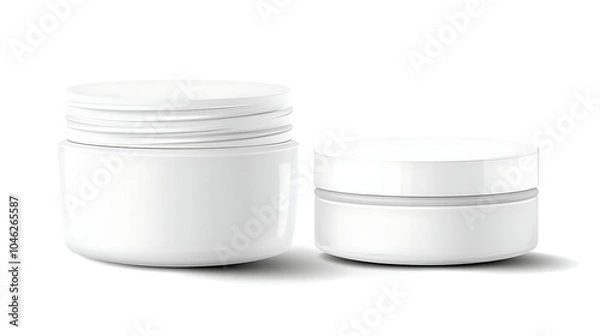 Fototapeta A realistic vector illustration showing a white plastic jar designed for cosmetics.