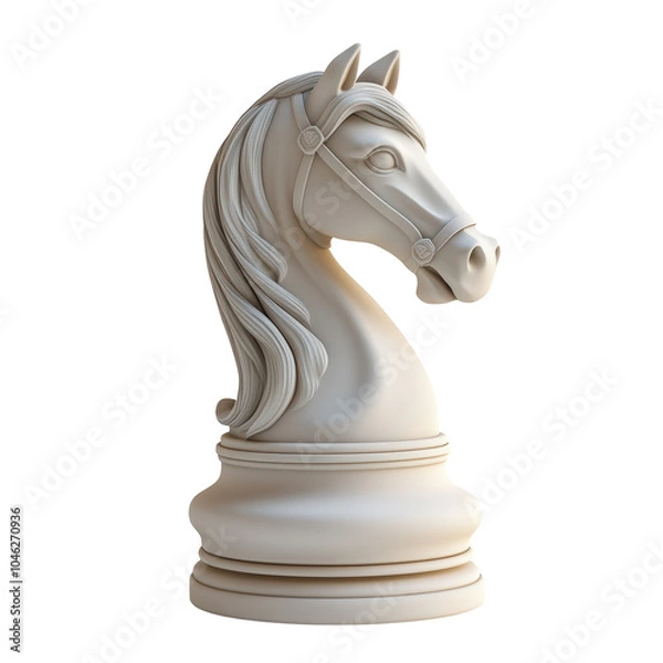 Fototapeta Detailed 3D Render of a Chess Knight Piece