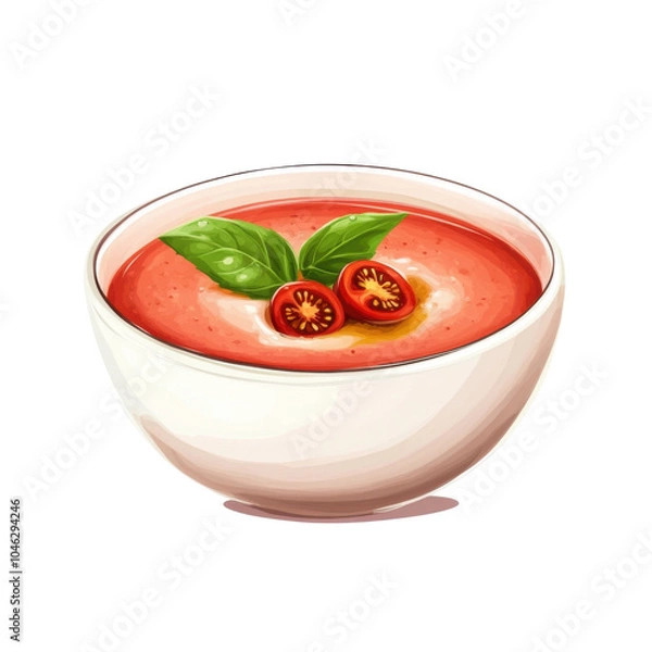 Obraz Chilled Tomato Gazpacho with Olive Oil Drizzle, a refreshing summer soup bursting with flavor and vibrant colors, perfect for warm days.