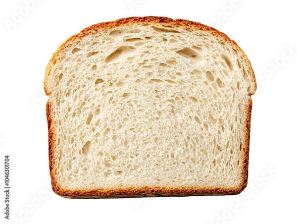 Fototapeta A close-up look at a slice of freshly baked white bread highlighting its unique texture and delicious appeal for culinary enthusiasts and food lovers