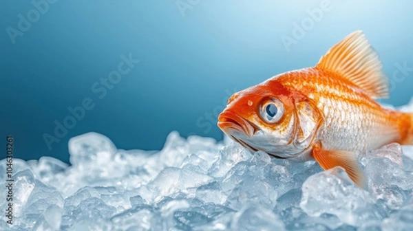 Obraz Fresh fish stored on ice in clean, sterile environment, showcasing vibrant colors and textures. scene evokes sense of freshness and quality