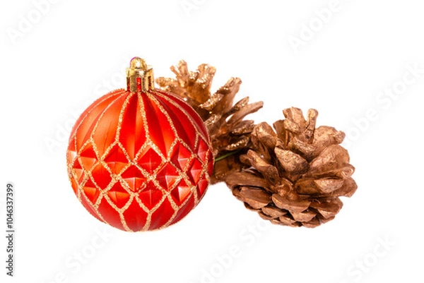 Obraz Red and gold Christmas ornaments	