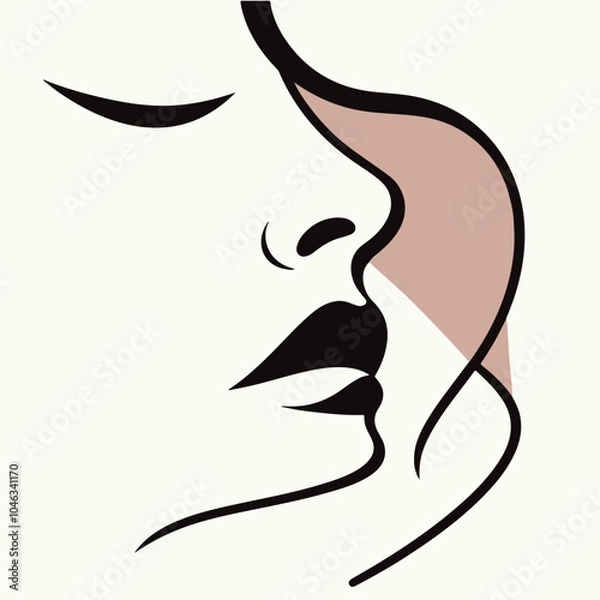 Fototapeta Silhouette of lips and nose of a lady