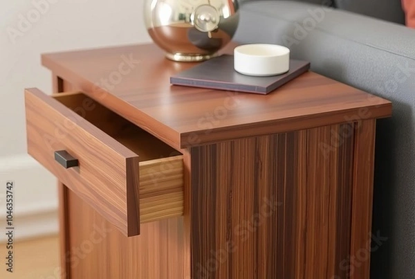Fototapeta Small Side Table with Hidden Storage A close up of a small side