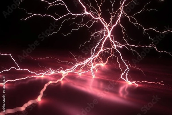 Fototapeta Waves of static electricity crackling across various surfaces