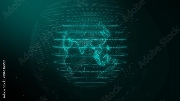 Fototapeta Digital Earth with Glowing Lines and Dots
