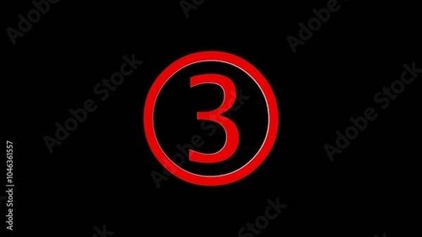 Fototapeta 3d three logo icon loopable red color on black background