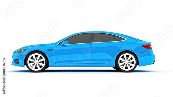 Fototapeta Sleek Blue Electric Car