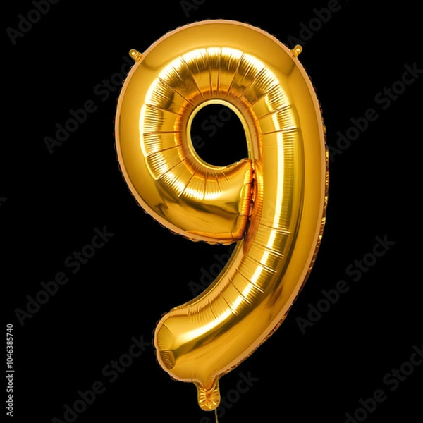 Obraz A transparent Golden numeric number inflatable balloon