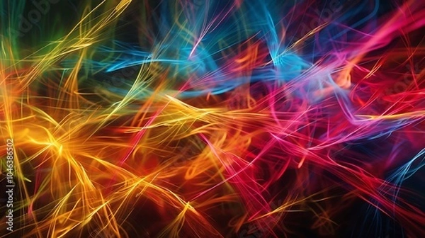 Fototapeta Swirling Vortexes and Energetic Explosions in Vibrant Geometric Motion
