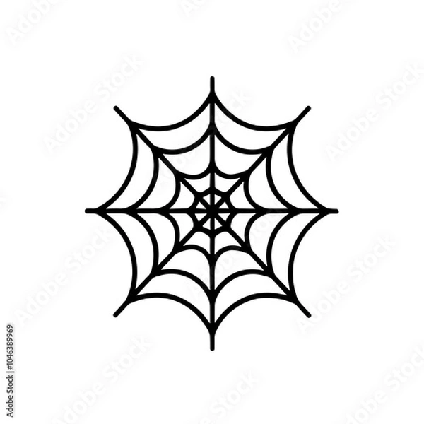 Fototapeta Simple black spider web isolated flat icon	