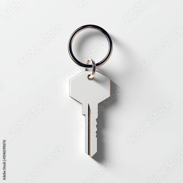Fototapeta Silver Key with Keyring
