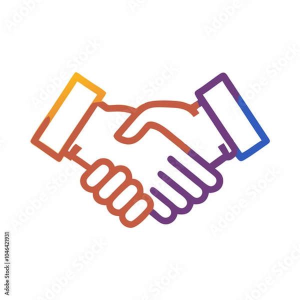 Fototapeta Rainbow Gradient Handshake Symbol in Minimalist Style