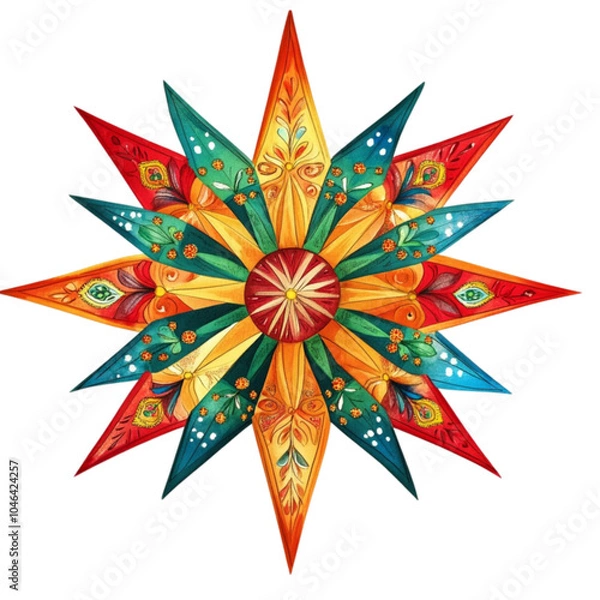 Obraz Festive Philippine Christmas parol lantern illustration, isolated in white 
