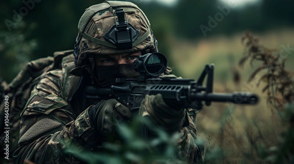 Fototapeta Soldier in action