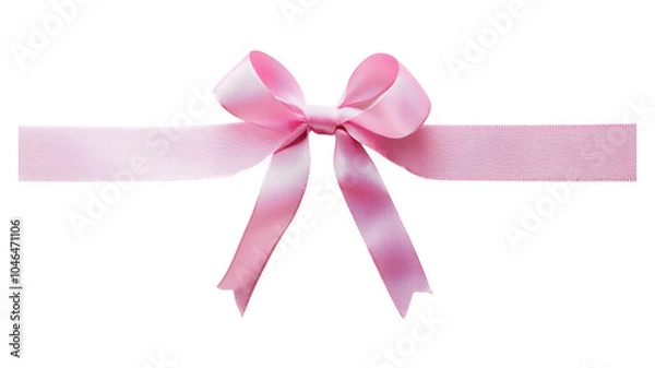Fototapeta Delicate pink ribbon bow resting on a smooth surface, perfect for gift wrapping or decoration at events.