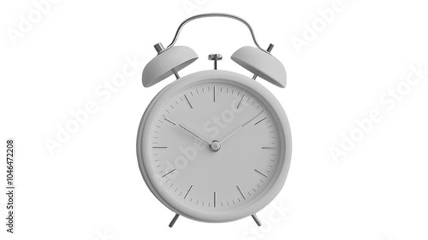 Fototapeta A classic alarm clock showing the time with white design and visible tick marks against a transparent background in a minimalistic style.
