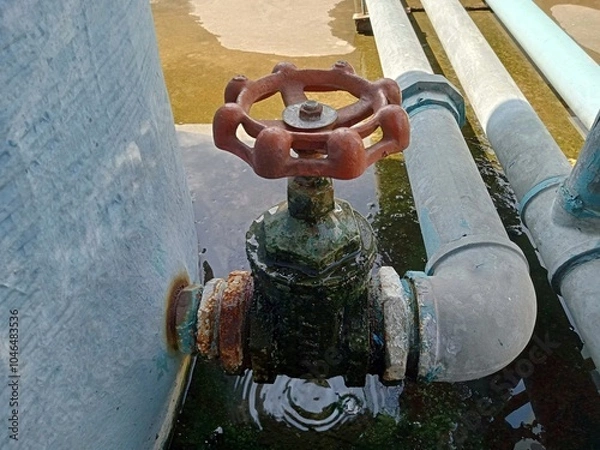 Fototapeta The waste water shut-off valve is not working.