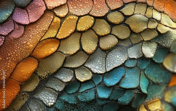 Obraz very beautiful colored chameleon skin macro 