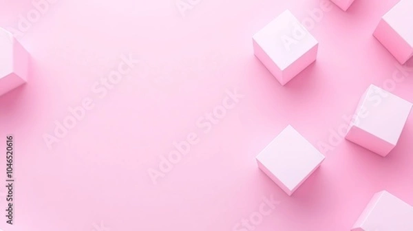 Fototapeta Photo of, Pink background with minimalist 3D cubes for design, banner template