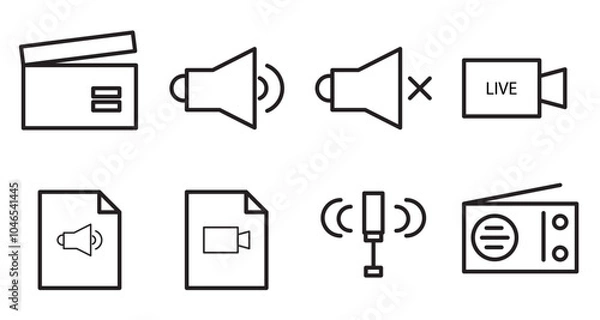 Fototapeta Media player icon set, video audio sign symbol. 