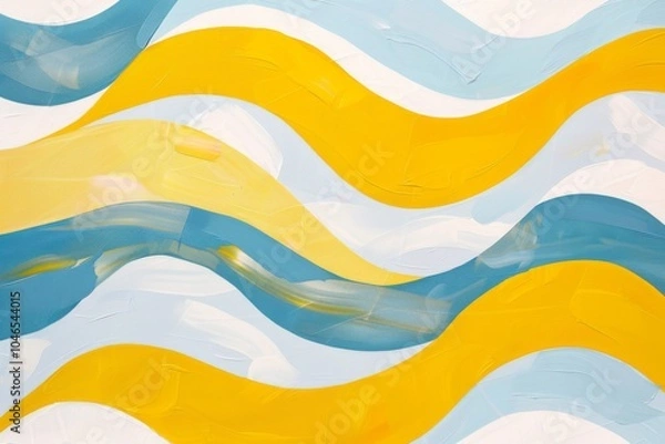 Fototapeta Vibrant Abstract Waves: Blue and Yellow Flowing Patterns on a White Background, Ideal for Modern Design and Creative Projects