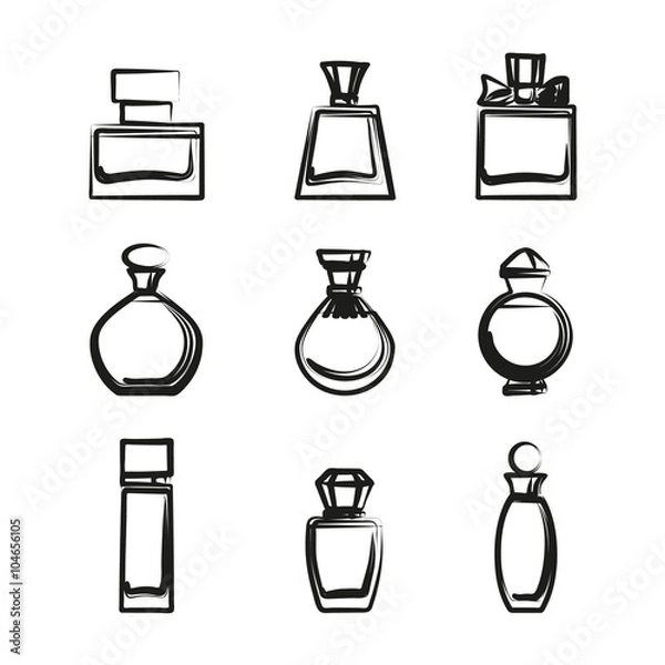 Obraz Set of different perfume bottles in vector