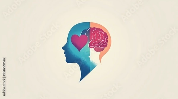 Fototapeta A soft-toned World Mental Health Day logo with subtle heart, brain, and mindfulness symbols, designed to raise awareness for mental health
