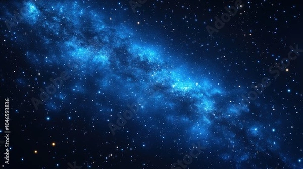 Fototapeta A stunning view of a blue galaxy filled with stars against a dark cosmic background.