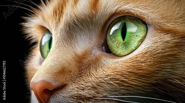 Obraz Close-up of Cat Eyes with Vibrant Green Color